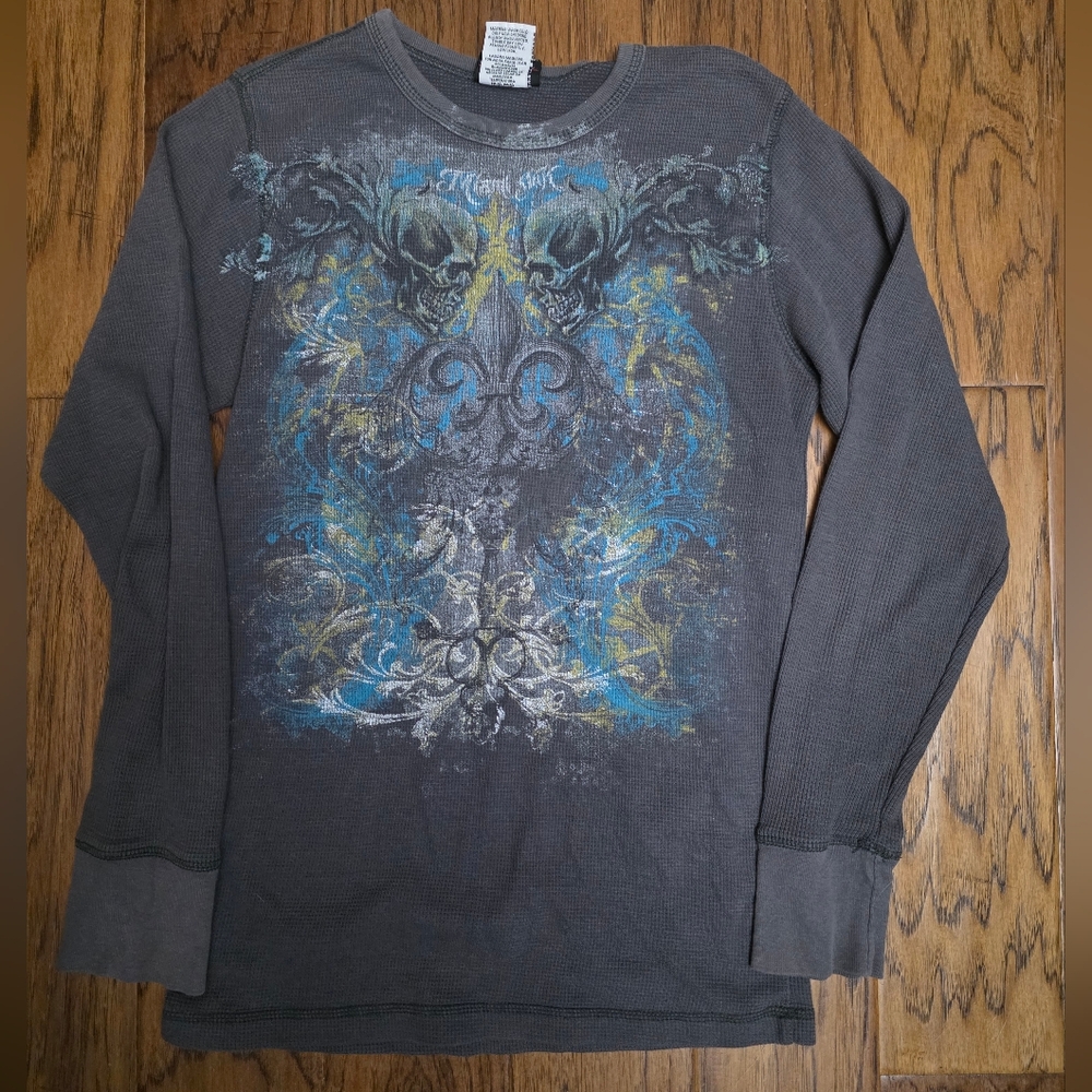 Miami Ink Gray and Blue Graphic Thermal